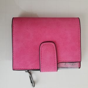 Womens Hot Pink Suede wallet coin card holder